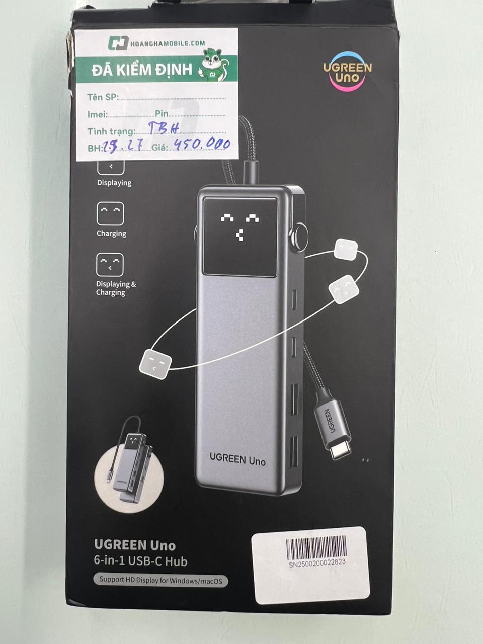Bộ chuyển đổi USB-C sang USB-C PD+2*USB 3.2+2*USB-C 3.2+HDMI hỗ trợ 4K Ugreen (35998) - SN2500200022823 - UG35998