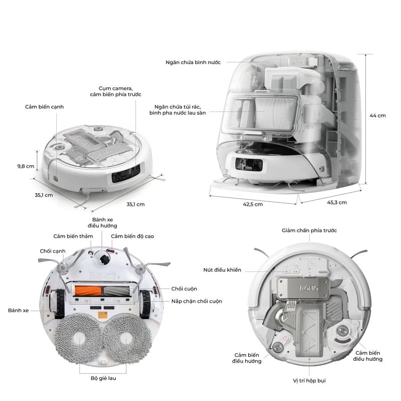 DJI ROMO P không được xây dựng như một robot hút bụi đơn lẻ, mà là một hệ thống làm sạch khép kín
