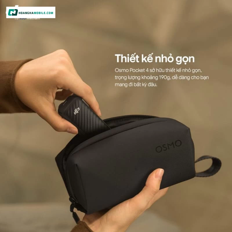 DJI Osmo Pocket 4 Creator Combo sở hữu kích thước chỉ 144.2 x 44.4 x 33.5 mm cùng trọng lượng khoảng 190.5g DJI Osmo Pocket 4 Creator Combo sở hữu kích thước chỉ 144.2 x 44.4 x 33.5 mm cùng trọng lượng khoảng 190.5g