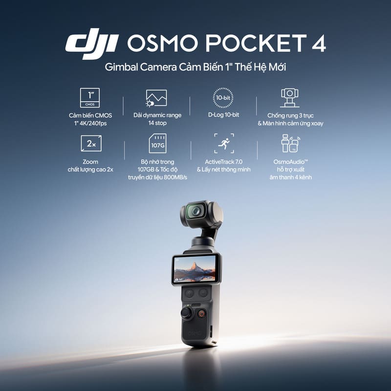 DJI Osmo Pocket 4 là thế hệ nâng cấp tiếp theo với trọng tâm cải thiện hiệu năng và trải nghiệm người dùng