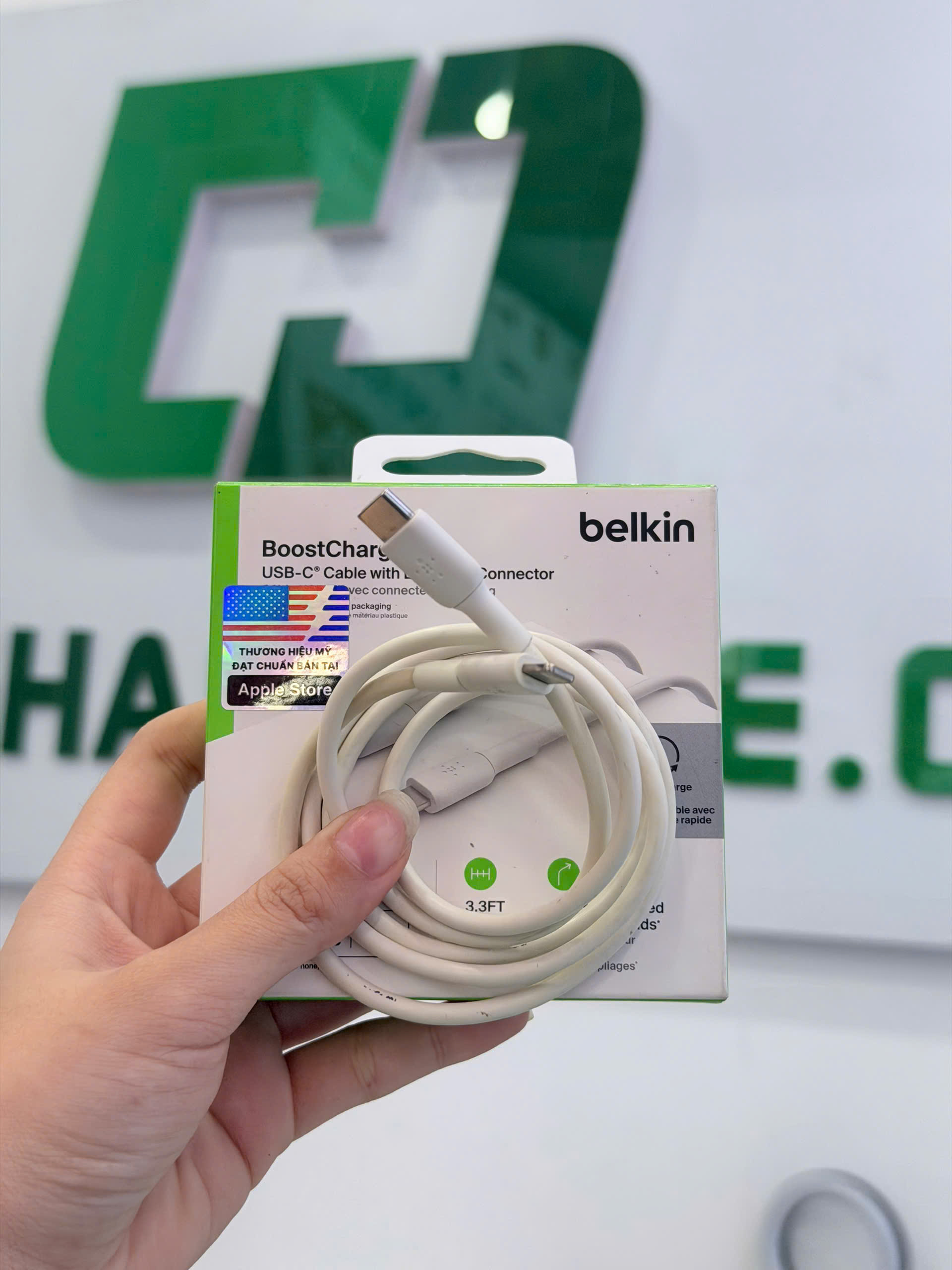Cáp USB Type C - Lightning, 1 mét, vỏ nhựa, công suất 30w, màu trắng Belkin
