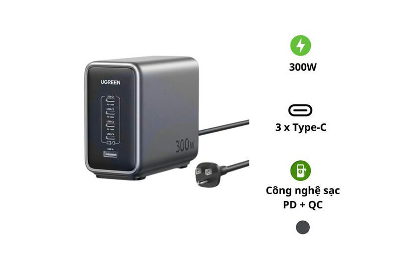 Bộ sạc nhanh để bàn 4C1A Ugreen CD333 300W.