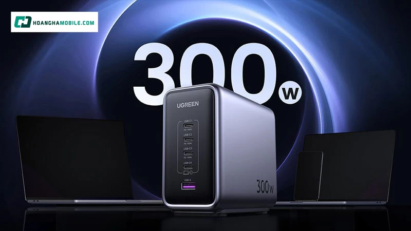Củ sạc có tổng công suất lên đến 300W. Củ sạc có tổng công suất lên đến 300W.