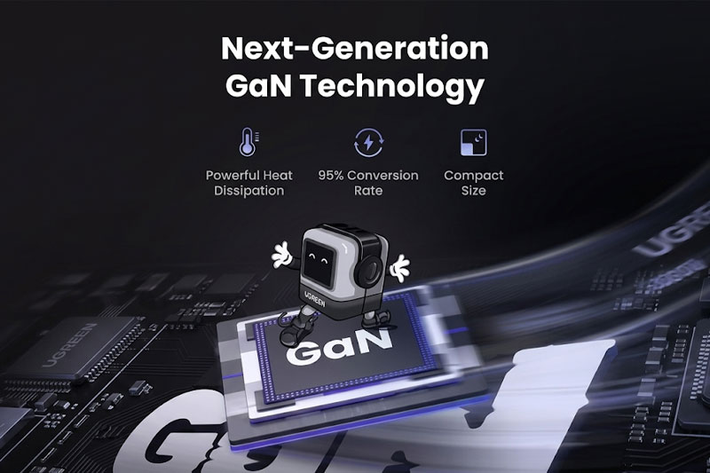 Thiết kế hình robot kết hợp màn hình LED hiển thị biểu cảm theo trạng thái sạc.