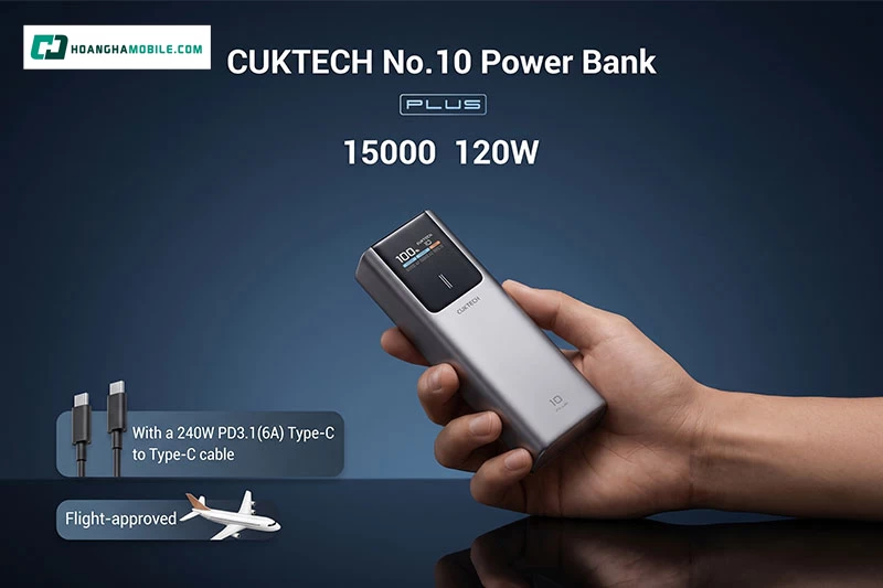 Công suất sạc vào lên đến 100W. Công suất sạc vào lên đến 100W.