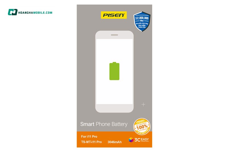 Pin iPhone 11 Pro Chính Hãng PISEN Dung lượng chuẩn 3046mAh. Pin iPhone 11 Pro Chính Hãng PISEN Dung lượng chuẩn 3046mAh.