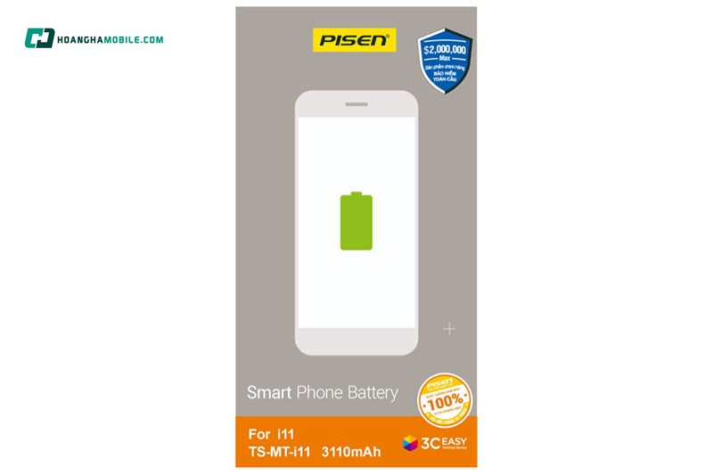 Pin iPhone 11 Chính Hãng PISEN Dung lượng chuẩn 3110mAh. Pin iPhone 11 Chính Hãng PISEN Dung lượng chuẩn 3110mAh.