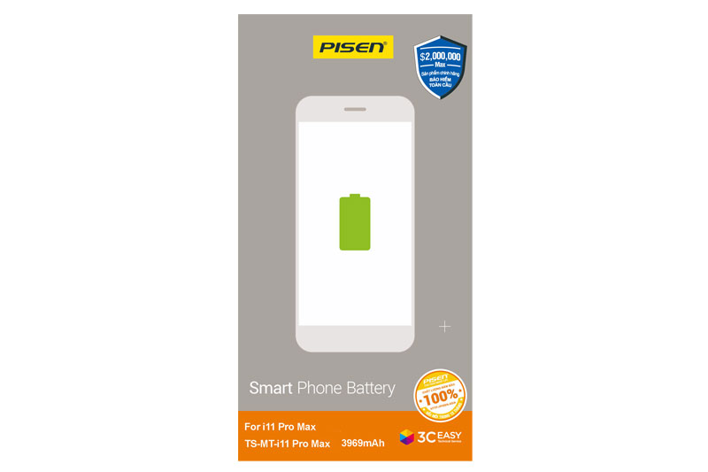 Pin iPhone 11 Pro Max Chính Hãng PISEN Dung lượng chuẩn 3969mAh.