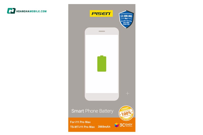 Pin iPhone 11 Pro Max Chính Hãng PISEN Dung lượng chuẩn 3969mAh. Pin iPhone 11 Pro Max Chính Hãng PISEN Dung lượng chuẩn 3969mAh.