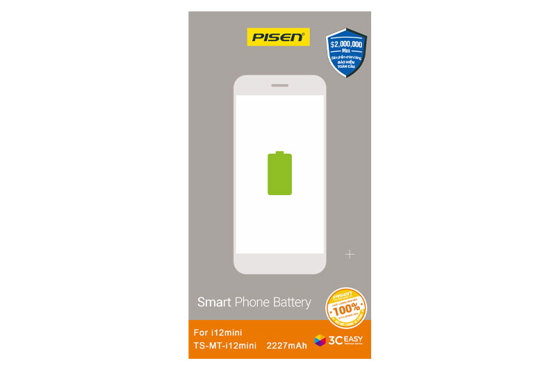 Pin iPhone 12 Mini Chính Hãng PISEN Dung lượng chuẩn 2227mAh.