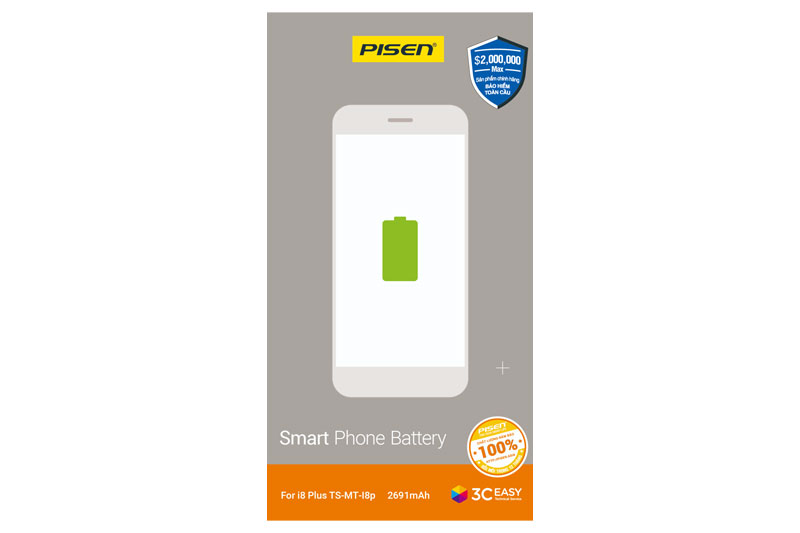 Pin iPhone 8 Plus Chính Hãng PISEN (Dung lượng chuẩn 2691mAh).