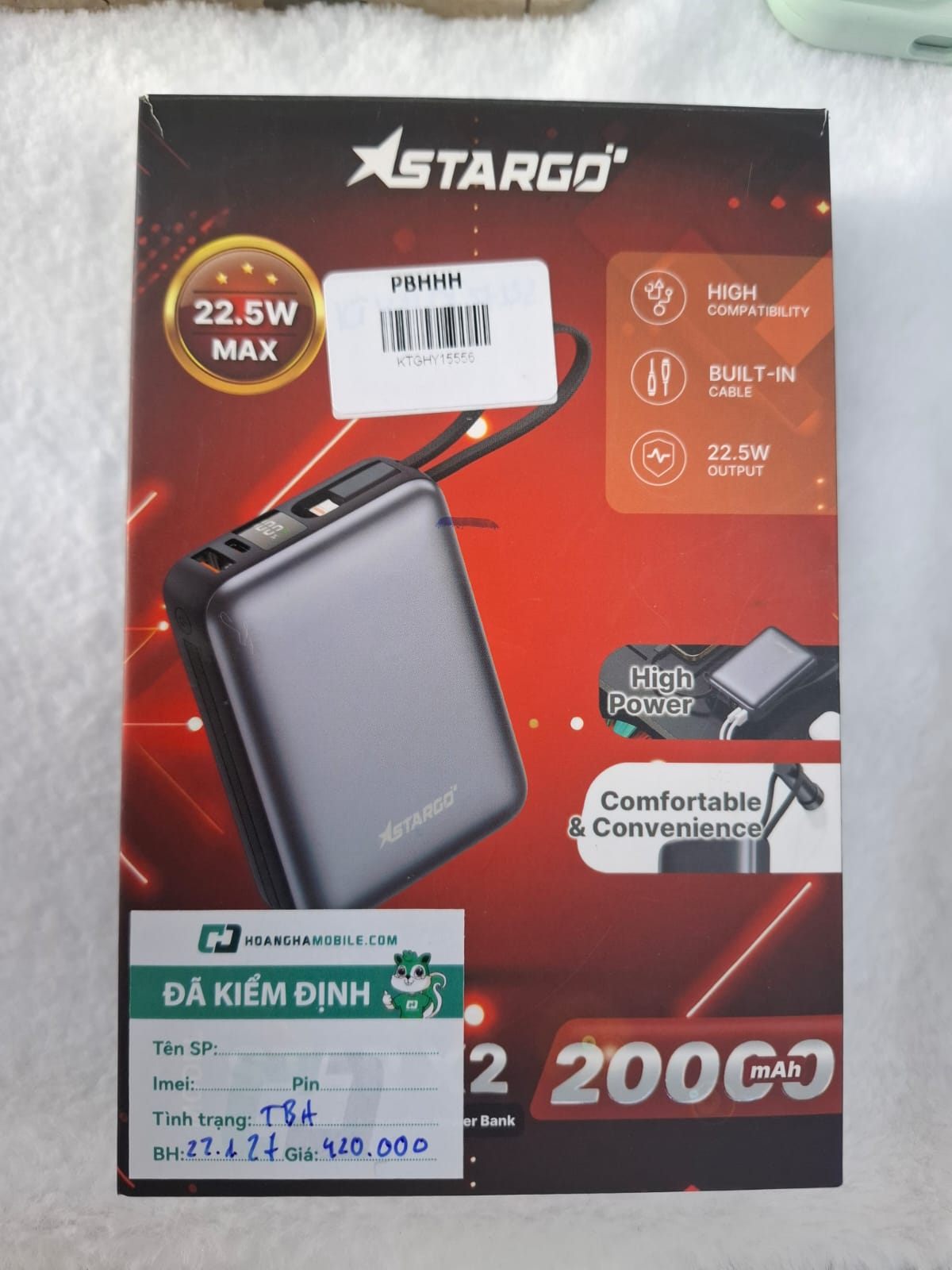 Pin dự phòng Stargo Star X2 20.000mAh 22.5W (Có chứng chỉ CCC) Cũ