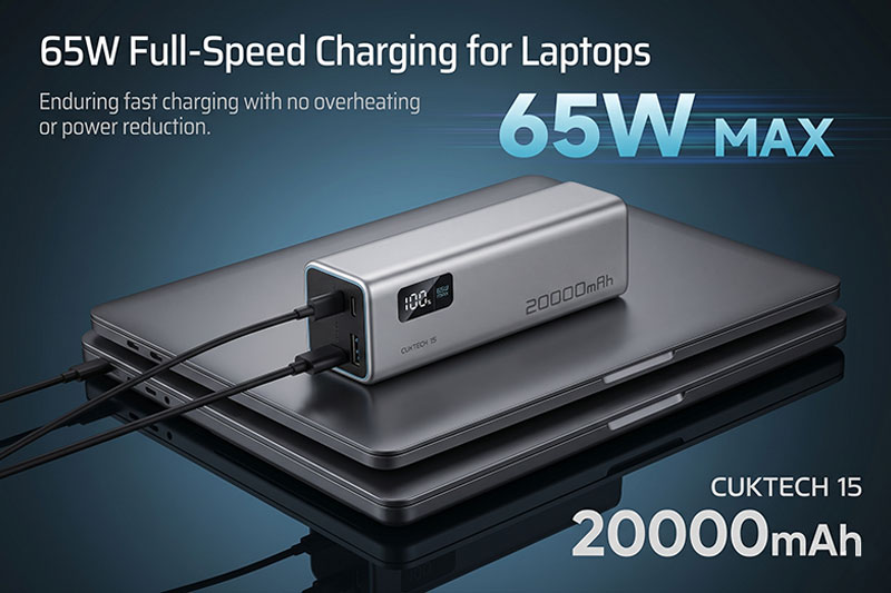 Thiết bị trang bị 2 cổng USB-C và 1 USB-A cho phép sạc đồng thời 3 thiết bị.