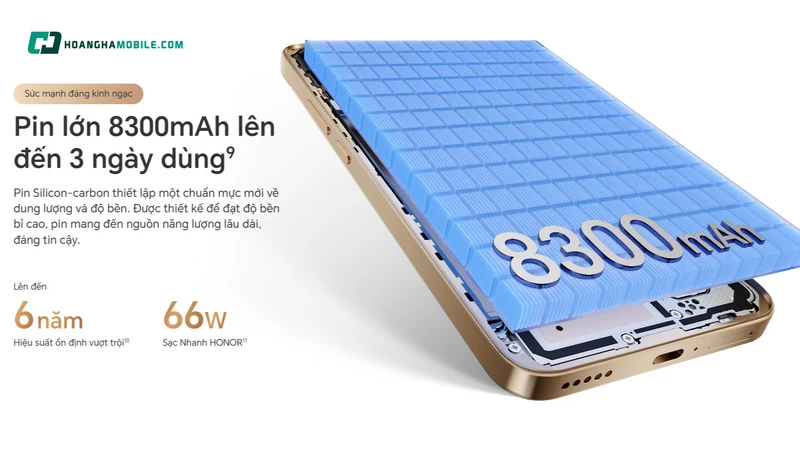 Tích hợp viên pin 8300mAh. Tích hợp viên pin 8300mAh.