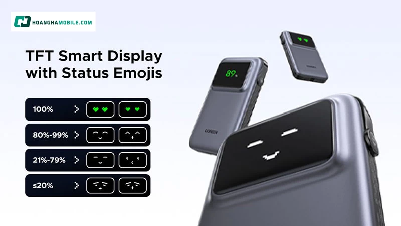 Màn hình TFT hiển thị dung lượng pin kết hợp biểu tượng emoji. Màn hình TFT hiển thị dung lượng pin kết hợp biểu tượng emoji.