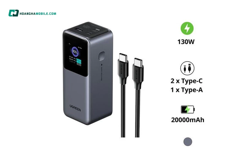 Sạc dự phòng 20000mAh UGREEN PB721 2C1A 130W. Sạc dự phòng 20000mAh UGREEN PB721 2C1A 130W.