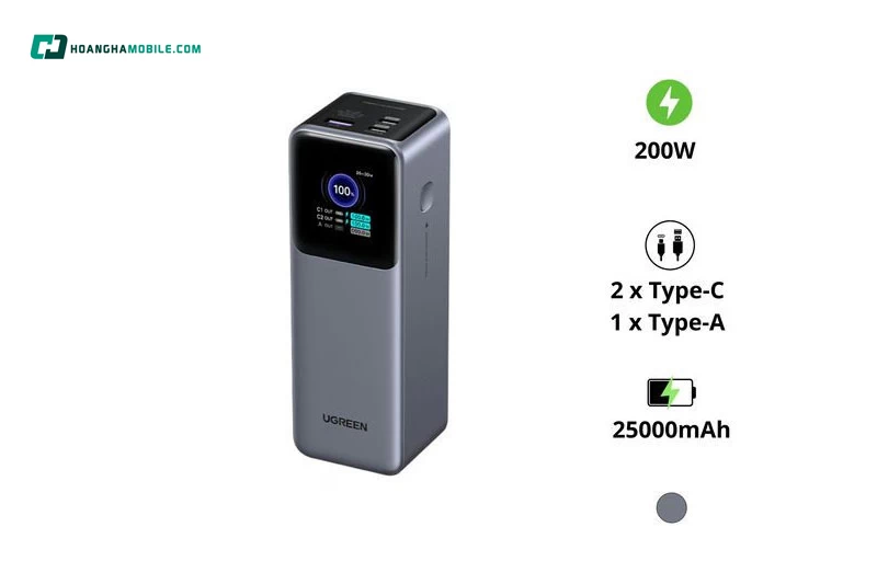 Sạc dự phòng 25000mAh 200W UGREEN PB722 35525B. Sạc dự phòng 25000mAh 200W UGREEN PB722 35525B.