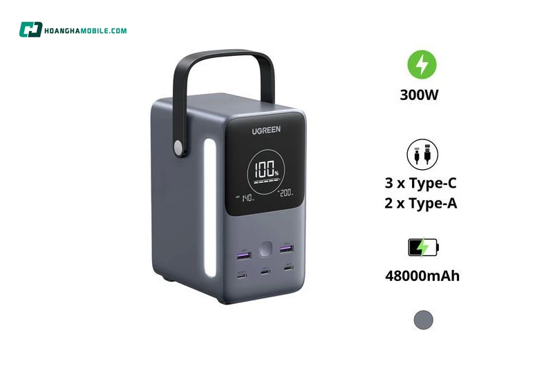Trạm sạc dự phòng mini 48.000mAh UGREEN PB770 300W, 5 cổng sạc nhanh. Trạm sạc dự phòng mini 48.000mAh UGREEN PB770 300W, 5 cổng sạc nhanh.