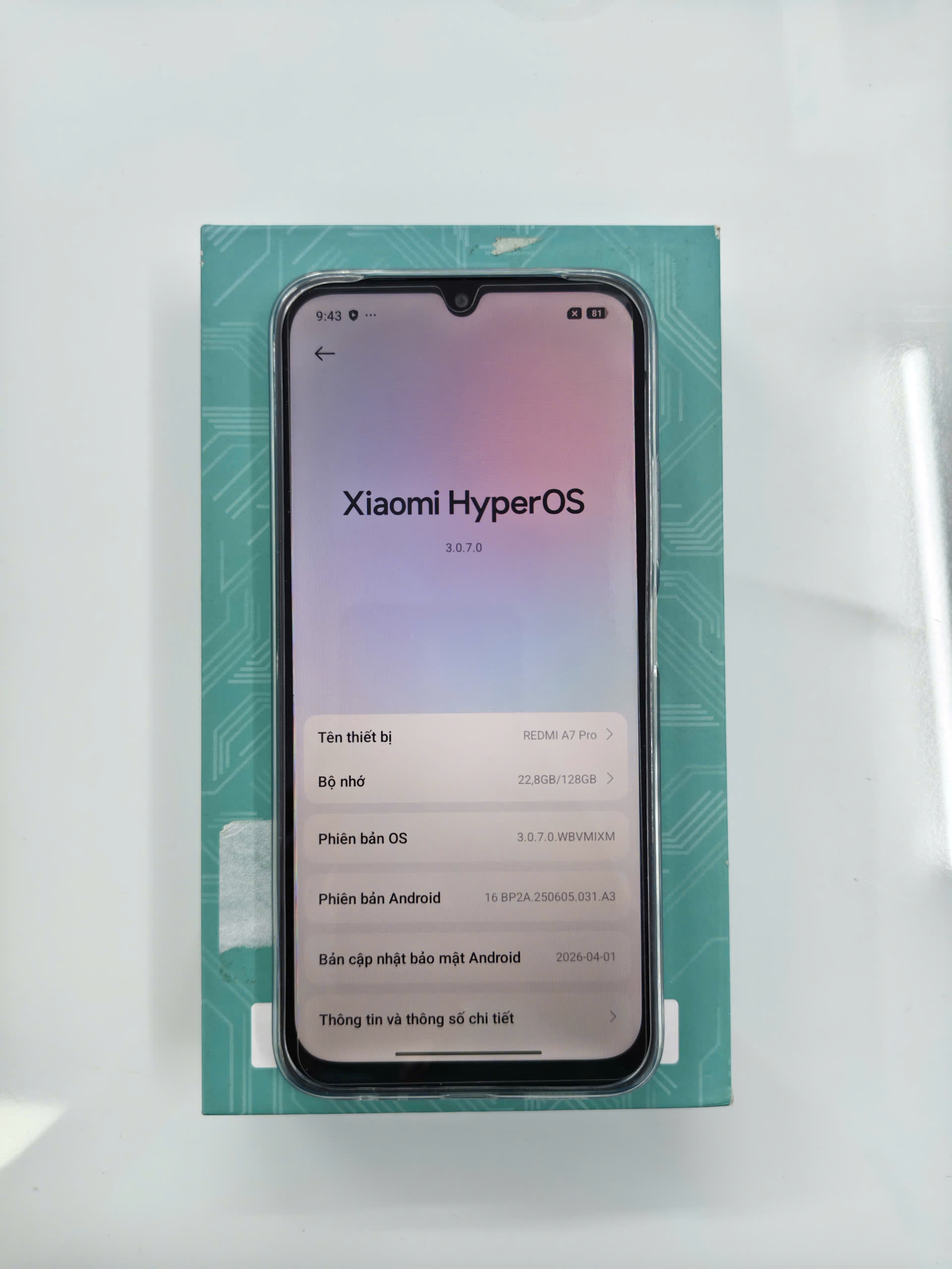 ĐIỆN THOẠI DI ĐỘNG (TEL) REDMI A7 PRO 6.9" 4G/128G XANH DƯƠNG (6932554494421) - 867207080318929 - 25128RN17YXD