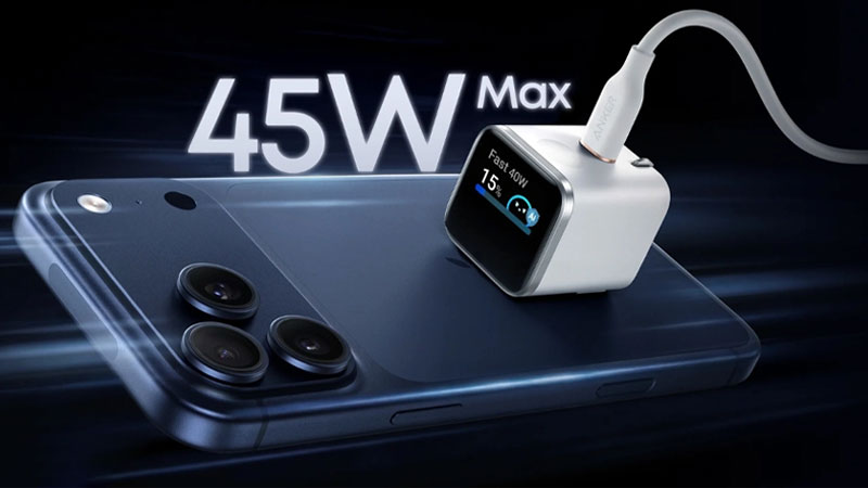 Công suất tối đa 45W qua cổng USB C phù hợp với nhiều thiết bị.