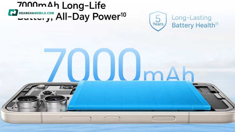 Viên pin dung lượng đạt 7000mAh. Viên pin dung lượng đạt 7000mAh.