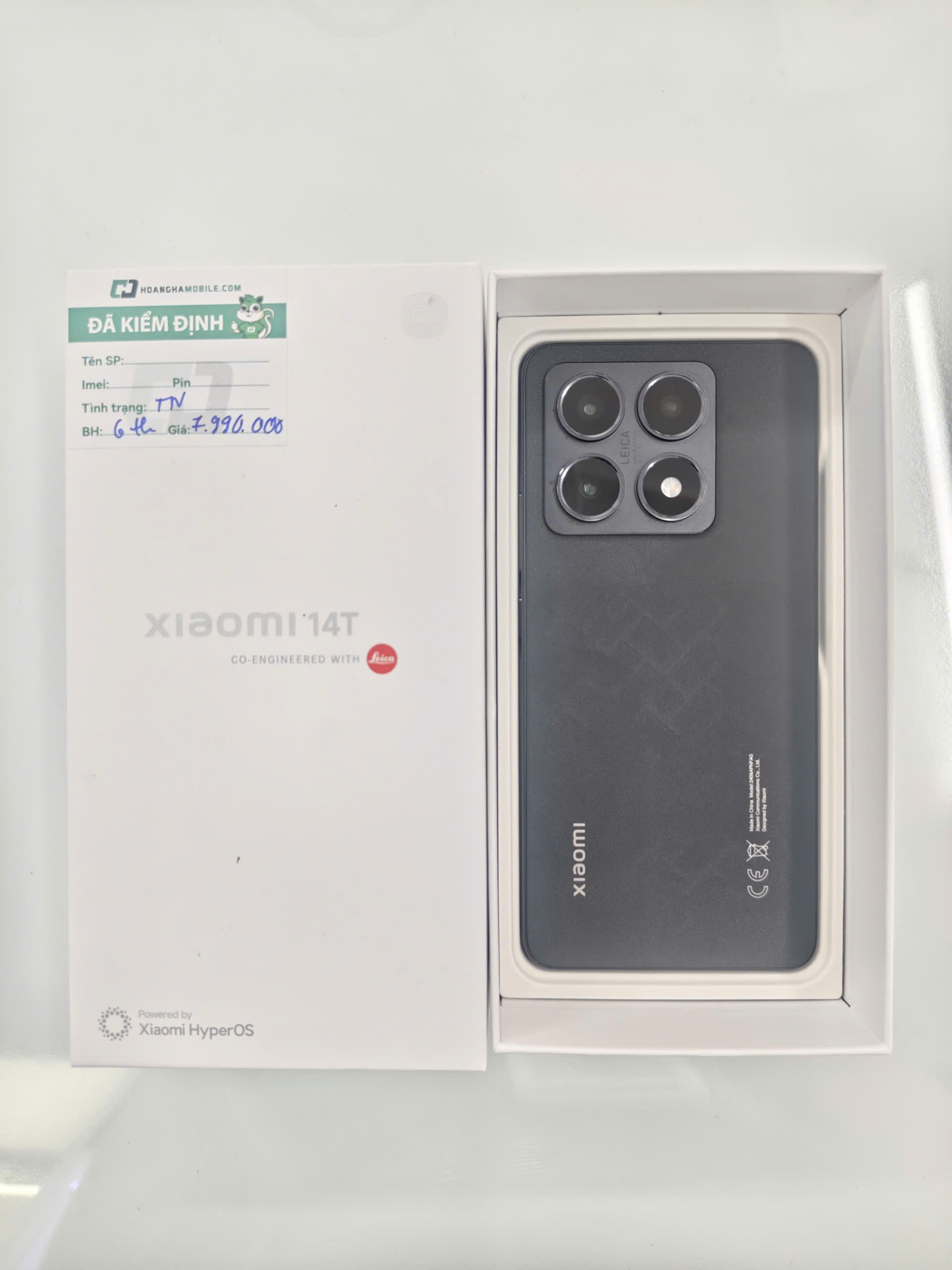 Điện thoại di động XIAOMI 14T TITAN 6.67/MTK D8300 Ultra/12G/512G (2406APNFAG)/ĐEN - TN - 868329072634821 - MI14TXZTN