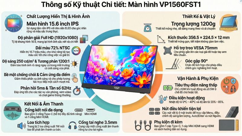 Màn hình cảm ứng đa điểm VSP VP1560FST1. Màn hình cảm ứng đa điểm VSP VP1560FST1.