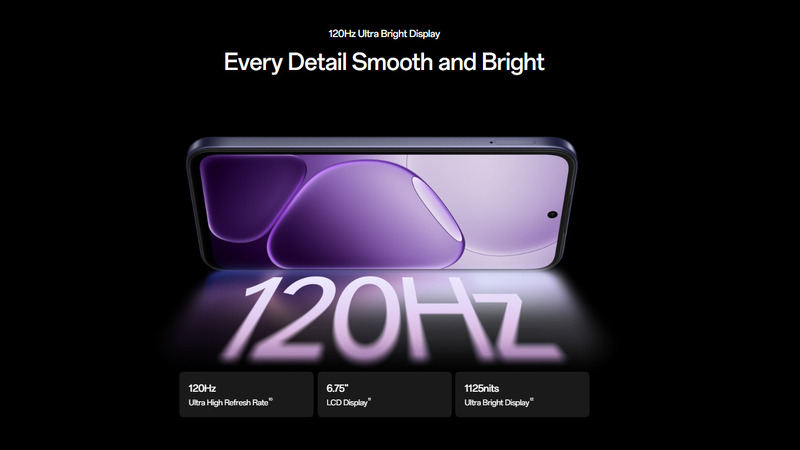 Màn hình Oppo A6t với tần số quét 120hz.