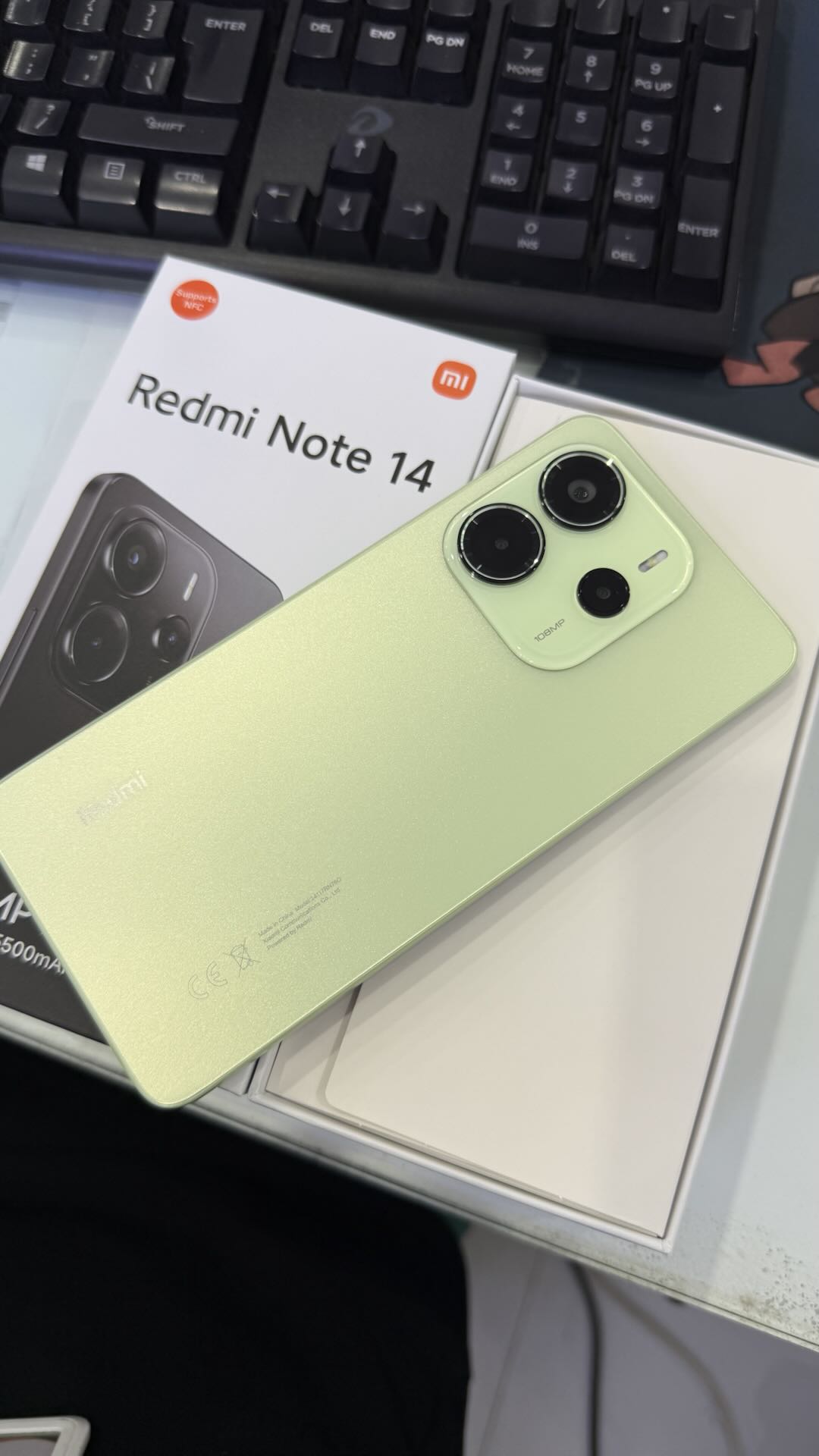ĐIỆN THOẠI DI ĐỘNG (TEL) REDMI NOTE 14 6.67"/MTK G99 Ultra/8G/128G/108+2+2MP/20MP/5500mAh (24117RN76O)/XANH LÁ 
