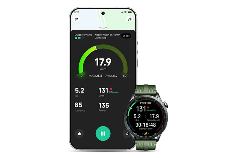 Xiaomi Watch S5 46mm có các tính năng sức khỏe phổ biến như đo nhịp tim.