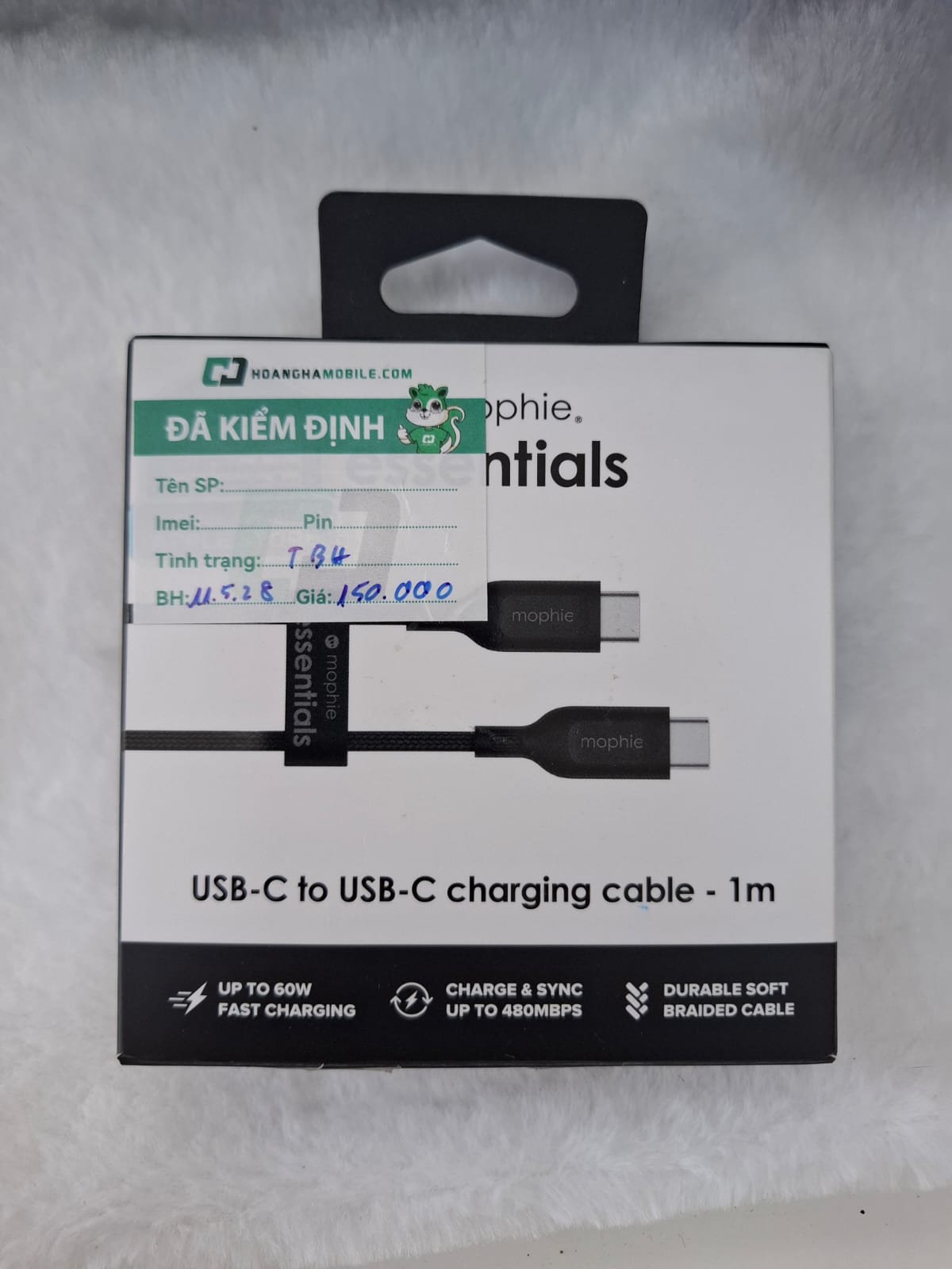 Cáp Mophie Essentials USB-C to USB-C 60W 1M - Chính hãng Cũ