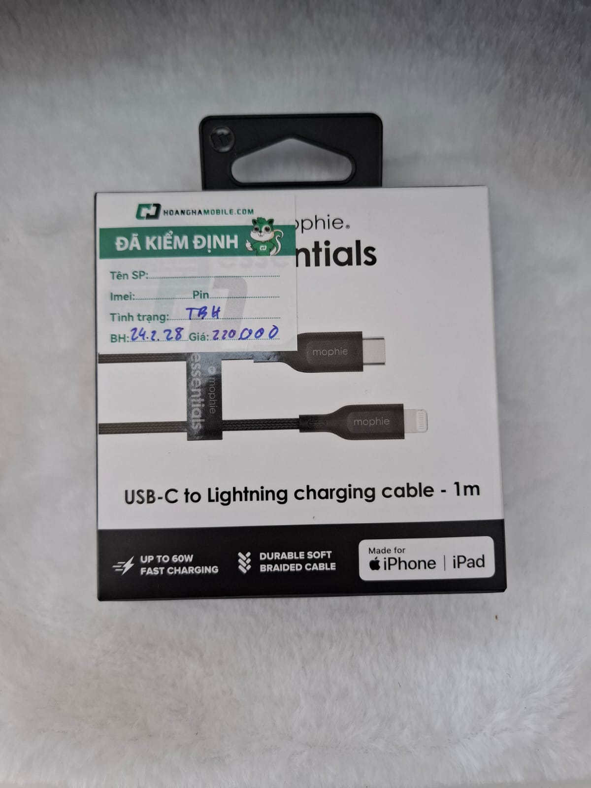 Cáp Mophie Essentials USB-C to Lightning 1M - Chính hãng Cũ