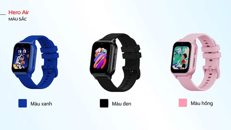 Đồng hồ định vị trẻ em Masstel Hero Air với 3 màu dễ lựa chọn.
