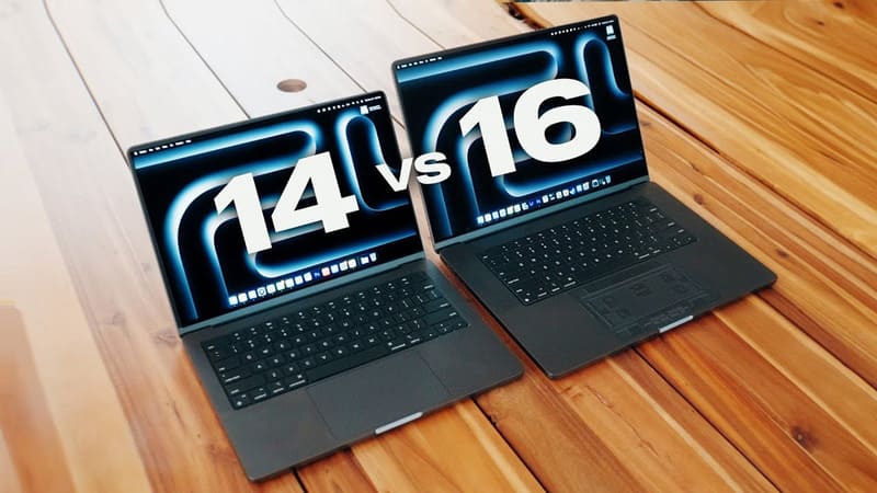 MacBook Pro hiện có hai kích thước phổ biến là 14 inch và 16 inch