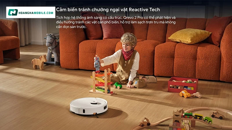 Roborock QRevo 2 Pro được trang bị Reactive Tech để phát hiện và điều hướng tránh các vật cản phổ biến. Roborock QRevo 2 Pro được trang bị Reactive Tech để phát hiện và điều hướng tránh các vật cản phổ biến.
