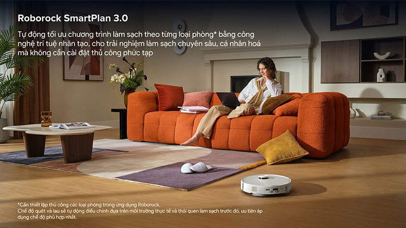 Roborock SmartPlan 3.0 là tính năng giúp tự tối ưu chương trình làm sạch theo từng loại phòng bằng AI.