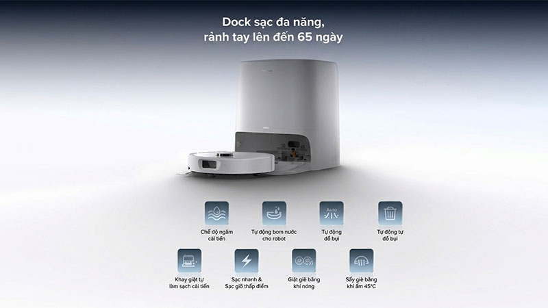 Dock sạc đa năng là một trong những lý do khiến Roborock QRevo 2 Pro khác biệt so với robot hút bụi lau nhà cơ bản.
