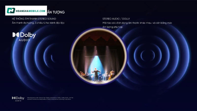 Dolby Audio giúp lời thoại rõ hơn và âm thanh cân bằng hơn trong nhiều nội dung. Dolby Audio giúp lời thoại rõ hơn và âm thanh cân bằng hơn trong nhiều nội dung.