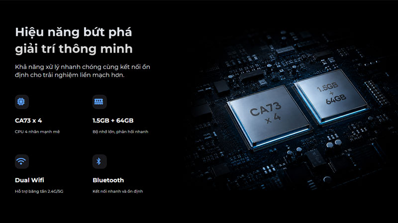 CPU CA73 bốn nhân giúp xử lý các thao tác cơ bản như mở ứng dụng, chuyển nội dung,