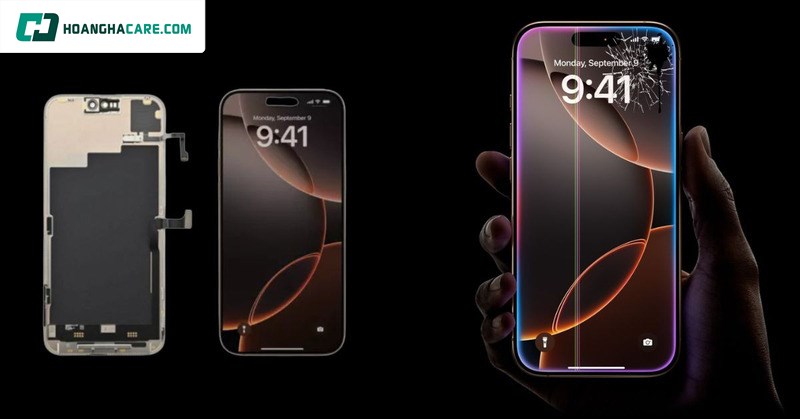 Dịch vụ thay màn hình iPhone 16 Pro (zin bóc máy) tại Hoàng Hà Care dùng tấm nền nguyên bản tháo từ máy Apple Dịch vụ thay màn hình iPhone 16 Pro (zin bóc máy) tại Hoàng Hà Care dùng tấm nền nguyên bản tháo từ máy Apple