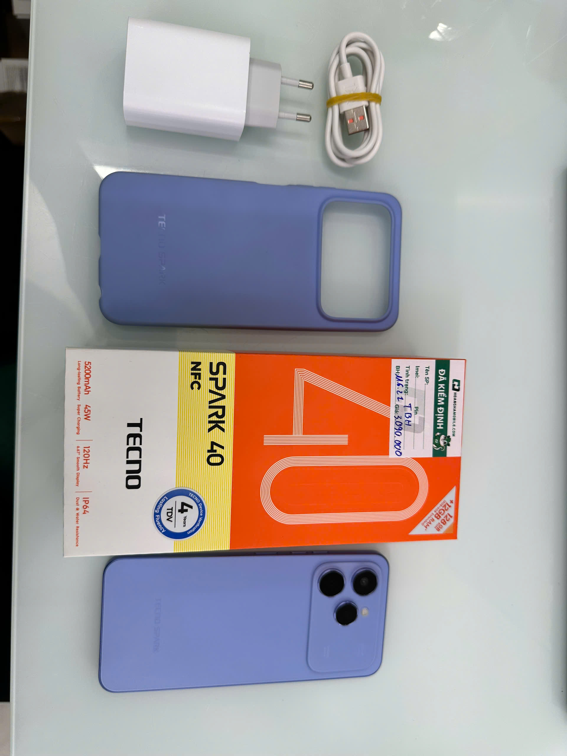 Điện thoại di động Tecno KM5n (Tecno Spark 40) 128+6, màu Tím Ảo Ảnh - 356051630789348 - KM5N6128PUR