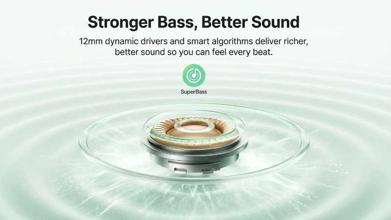 Baseus Bass EP10 NC sử dụng màng loa Dynamic 12mm kết hợp thuật toán Super Bass