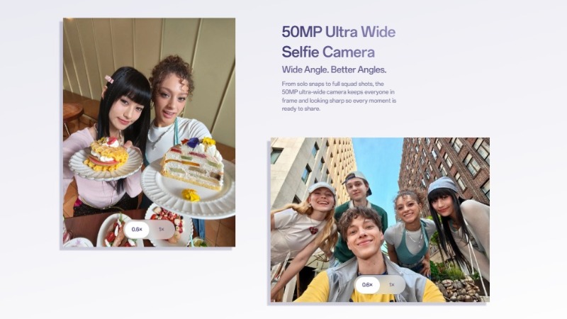 Camera trước 50MP của OPPO Reno16 F 5G có góc nhìn 100 độ và hỗ trợ lấy nét tự động.