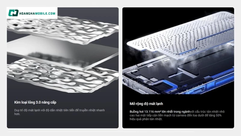 Máy dùng AquaCore Cooling với lá đồng dưới màn hình, graphene dẫn nhiệt. Máy dùng AquaCore Cooling với lá đồng dưới màn hình, graphene dẫn nhiệt.