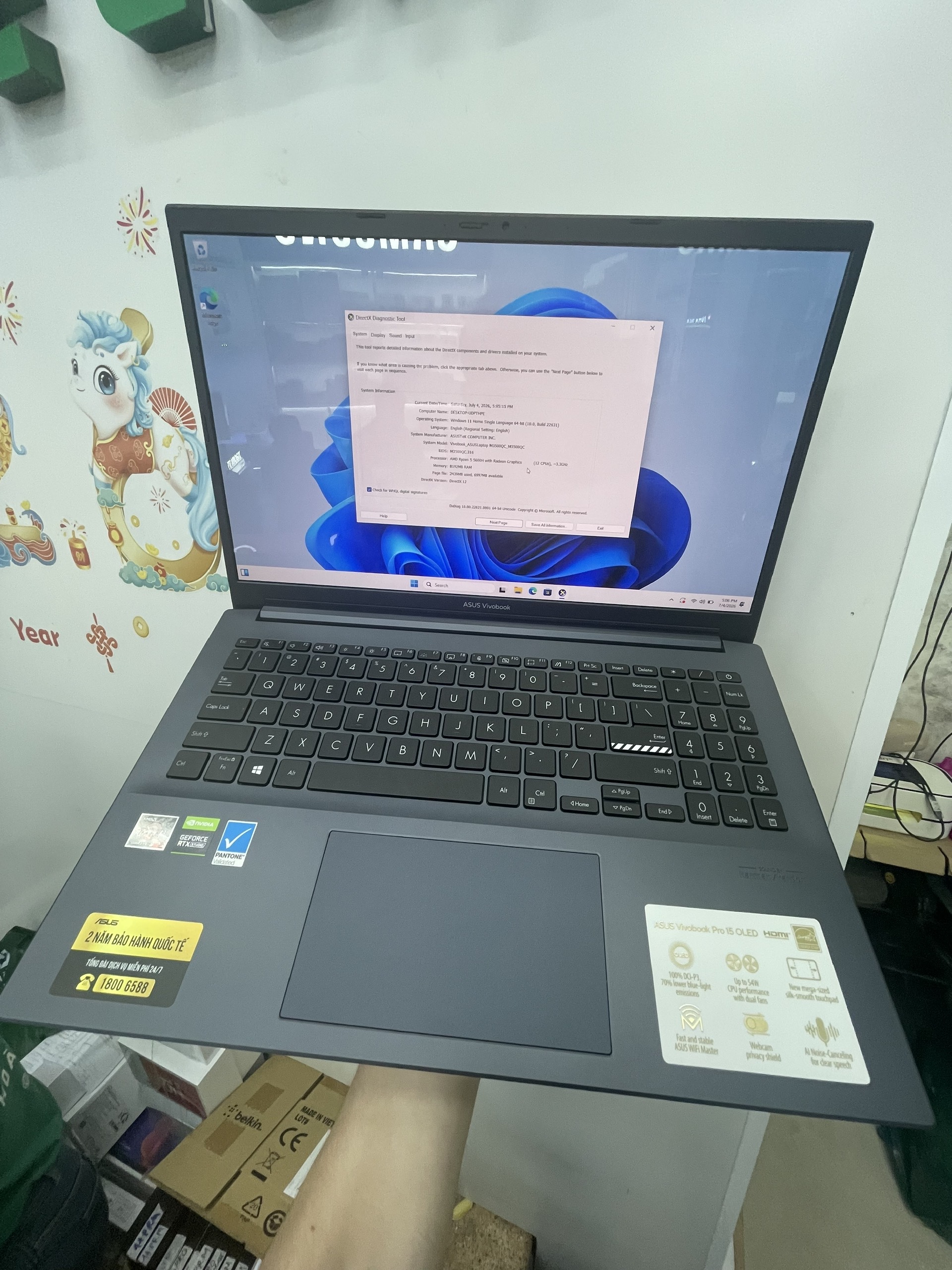 Máy tính xách tay Asus M3500QC-L1105T (R5-5600H/8GB DDR4 on board/512GB. 15.6 OLED FHD/Win