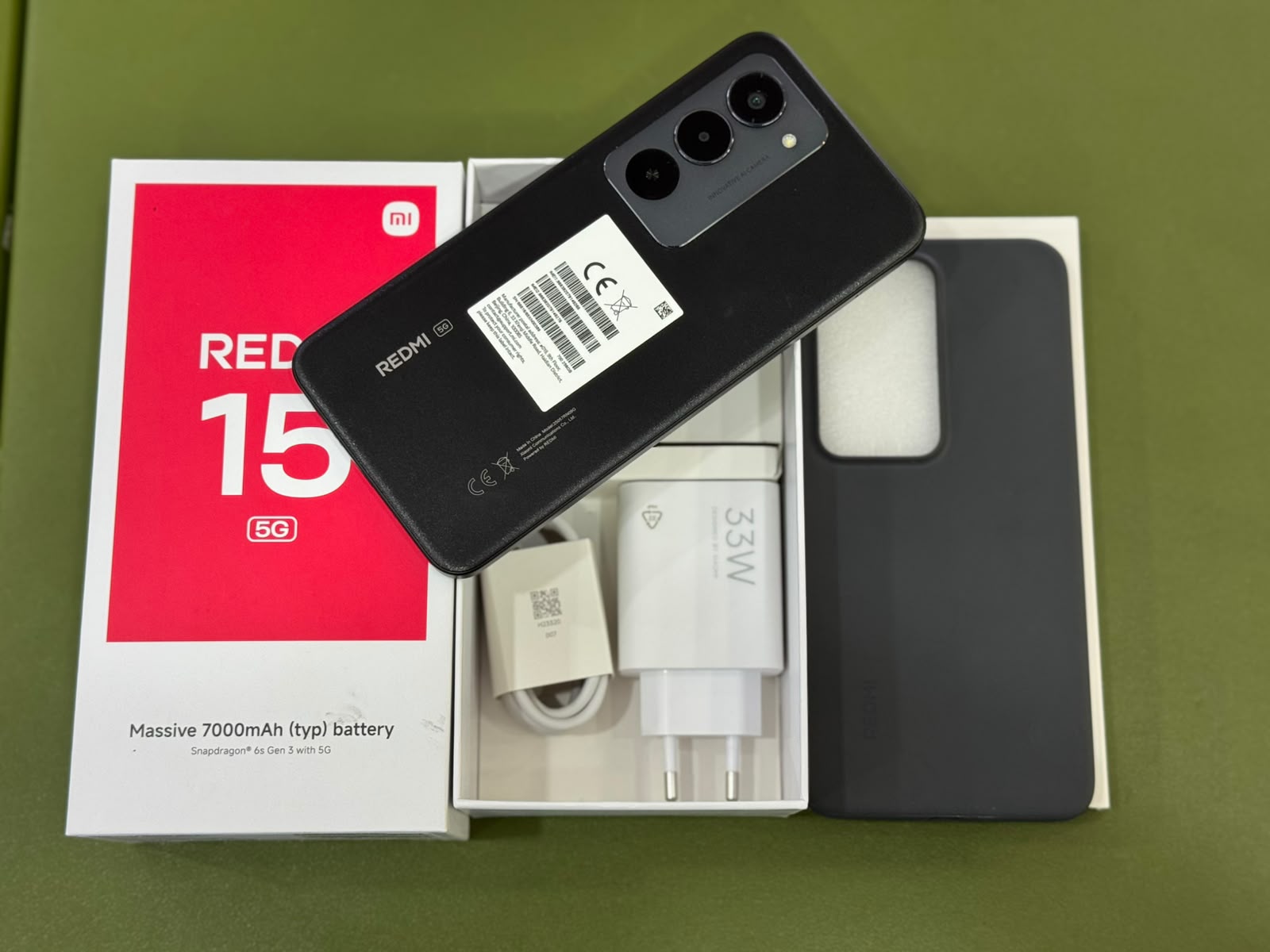 ĐIỆN THOẠI DI ĐỘNG (TEL) REDMI 15 5G 6.9"/SNAP 6S GEN 3/8G/256G/50MP+Auxiliary/8MP/7000mAh (25057RN09G)/ĐEN - Cũ Đẹp