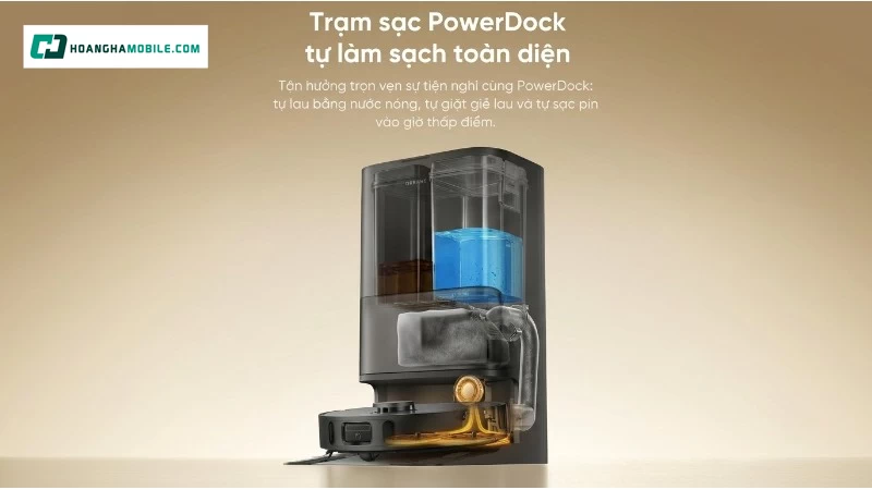 Ngăn nước sạch 4.5L và ngăn nước bẩn 4L giúp robot lau được nhiều phiên hơn trước khi cần đổ và châm nước. Ngăn nước sạch 4.5L và ngăn nước bẩn 4L giúp robot lau được nhiều phiên hơn trước khi cần đổ và châm nước.