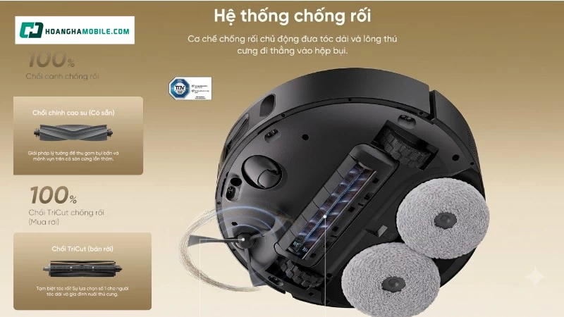 Dreame D30 Ultra CE có cơ chế chống rối chủ động, giúp đưa tóc dài và lông thú vào hộp bụi hiệu quả hơn. Dreame D30 Ultra CE có cơ chế chống rối chủ động, giúp đưa tóc dài và lông thú vào hộp bụi hiệu quả hơn.