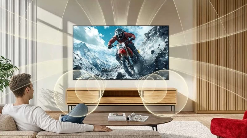 LG 75NU805BPSB dùng hệ thống loa 2.0 kênh, hướng loa Down Firing và có AI Sound Pro giả lập Virtual 9.1.2 Up-mix. LG 75NU805BPSB dùng hệ thống loa 2.0 kênh, hướng loa Down Firing và có AI Sound Pro giả lập Virtual 9.1.2 Up-mix.