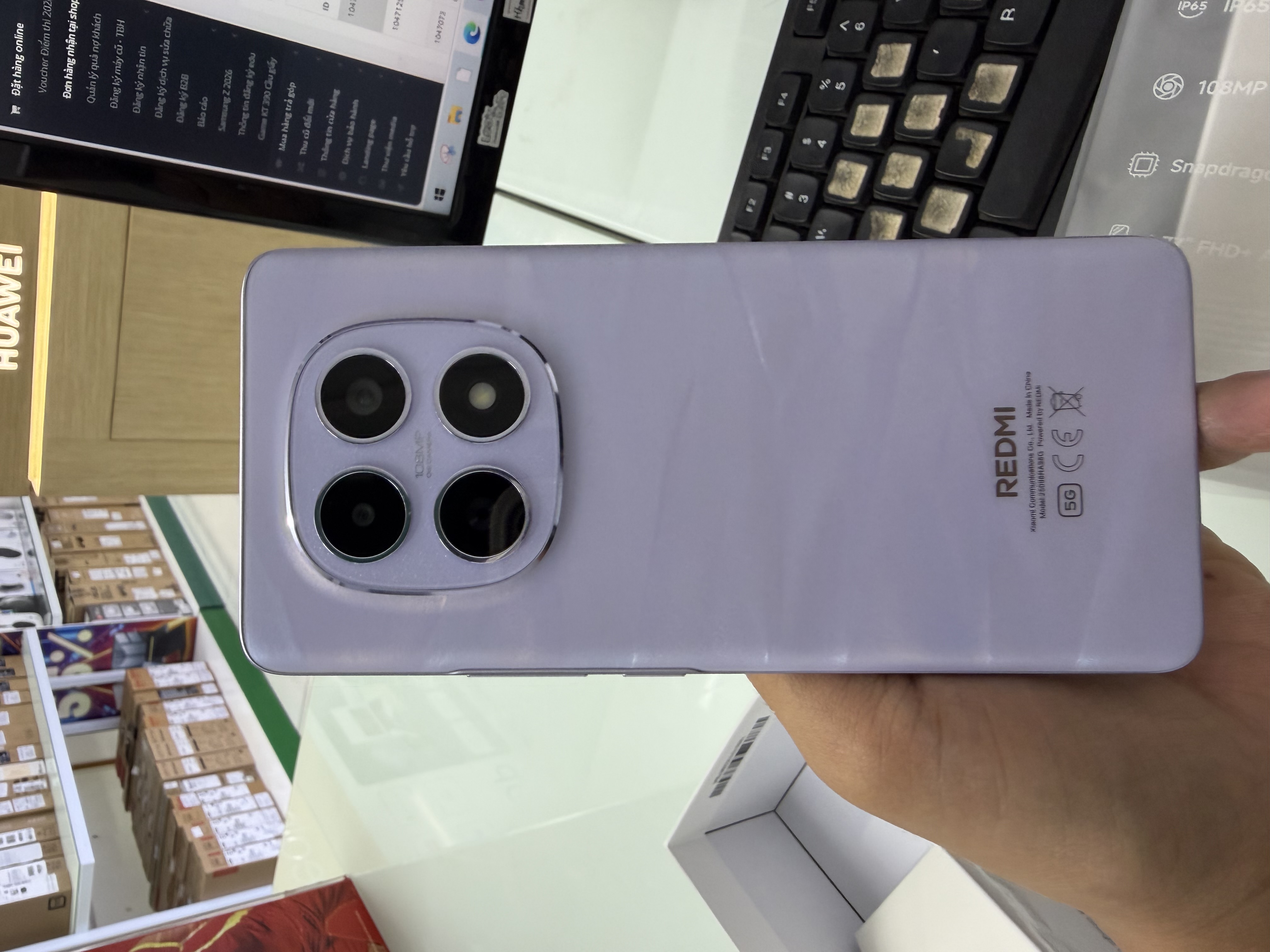 ĐIỆN THOẠI DI ĐỘNG (TEL) REDMI NOTE 15 5G 6.77"/SNAP 6 GEN 3/6G/128G/108MP+8MP/20MP/5520mAh (25098RA98G)/TÍM
